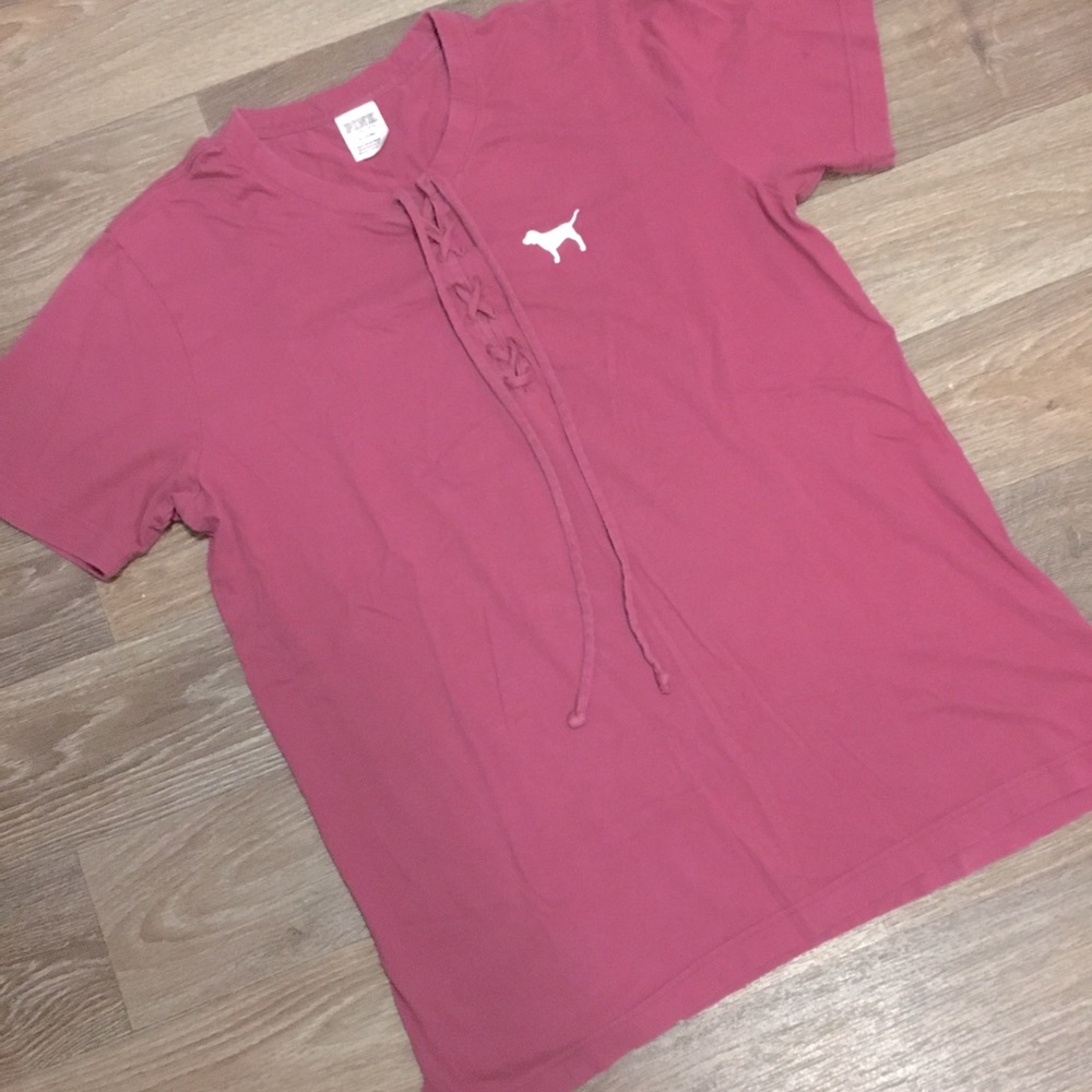 VS PINK SHORT SLEEVE TIE UP SZ. Med.